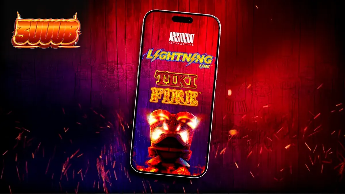 Tampilan visual slot Tiki Fire dengan tema Polinesia yang eksotis